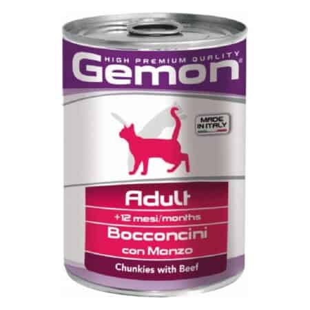 Hrană umedă Gemon pentru pisici adulte, cu vită, 415 g