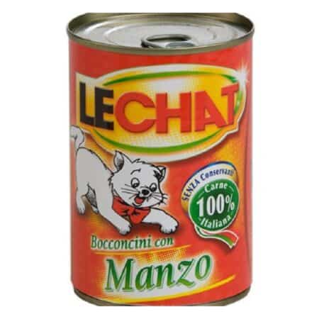Hrană umedă LeChat pentru pisici, conservă, cu vită, 400 g