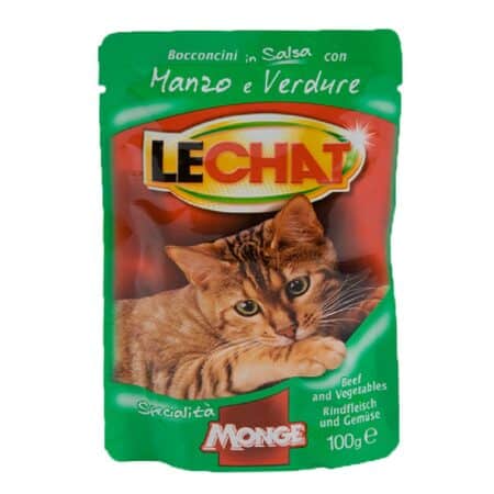 Hrană umedă LeChat pentru pisici, cu vită și legume, 100 g