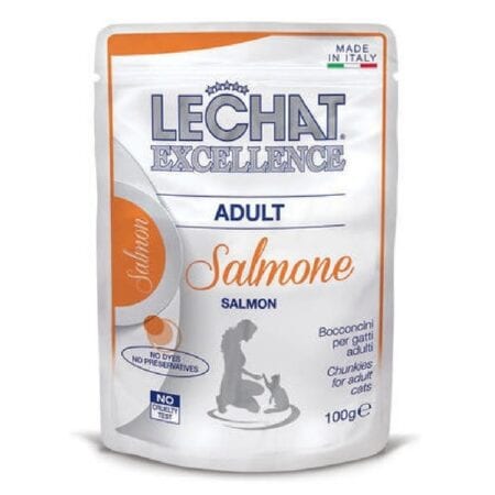 Hrană umedă LeChat Excellence pentru pisici adulte, cu somon, 100 g