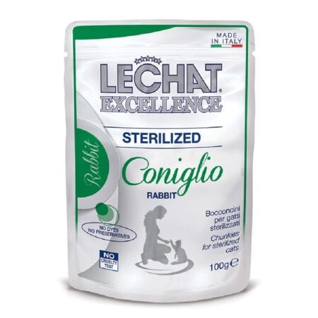 Hrană umedă LeChat Excellence pentru pisici sterilizate, cu iepure, 100 g