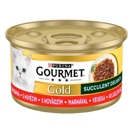 Hrană umedă Purina Gourmet Gold pentru pisici, cu vită, 85 g