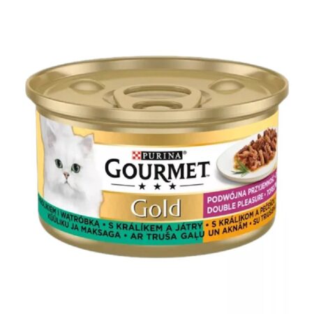 Hrană umedă Purina Gourmet Gold pentru pisici, cu iepure și ficat, 85 g