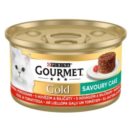 Hrană umedă Purina Gourmet Gold pentru pisici, cu vită în sos de roșii, 85 g
