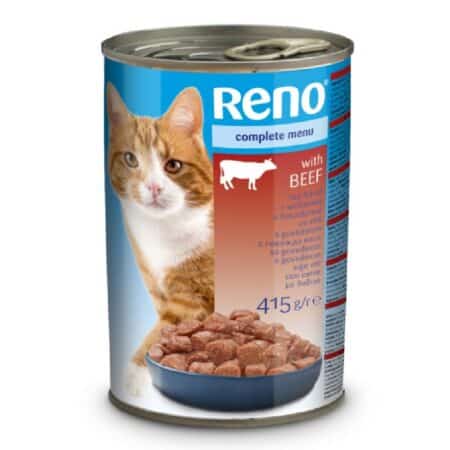 Hrană umedă Reno pentru pisici adulte, cu Vită, 415 g