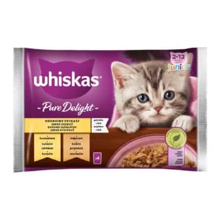 Hrană umedă Whiskas Junior Pure Delight pentru pisici junior, 4 x 85 g