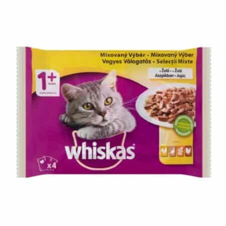 Hrană umedă Whiskas pentru pisici adulte, selecții de pasăre în sos, 4 x 85 g