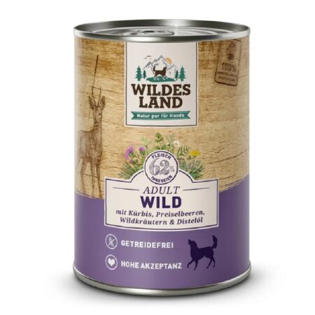 Hrană umedă Wildes Land pentru câini adulți, cu carne de vânat, 400 g