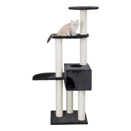 Ansamblu de joacă Trixie Alicante pentru pisici, cu căsuță și platforme, 142 cm, antracit