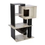 Ansamblu de zgâriat Trixie Cat Tree CityStyle pentru pisici, cu peșteră și hamac, 58 × 38 × 98 cm, gri/negru