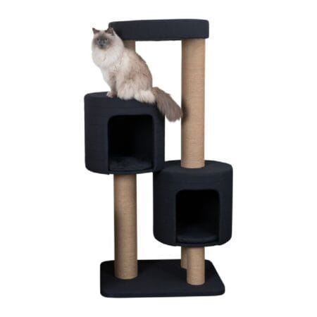 Ansamblu de zgâriat Trixie Teites pentru pisici, cu 2 peșteri și pat, XXL: 78 × 58 × 148 cm, negru