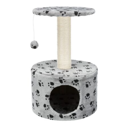 Ansamblu de joacă Trixie Junior Toledo pentru pisici, cu căsuță și jucărie, Ø 39 × 61 cm, gri cu lăbuțe