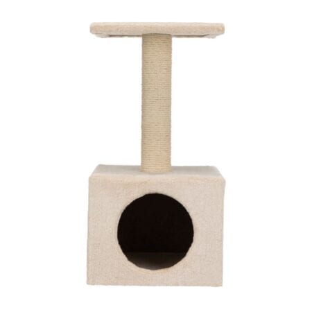 Ansamblu de joacă Trixie Junior Zamora pentru pisici, cu căsuță și stâlp din sisal, 60 cm, crem