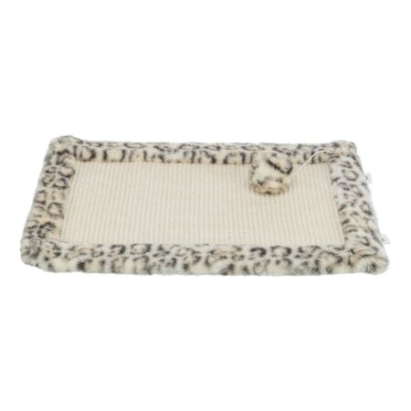 Covoraș de zgâriat Trixie Leo pentru pisici, sisal, cu minge de pluș, 55 × 35 cm, crem