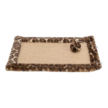 Covoraș de zgâriat Trixie Leo pentru pisici, sisal, cu minge de pluș, 55 × 35 cm, maro