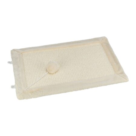Covoraș de zgâriat Trixie pentru pisici, sisal, cu minge din pluș, 55 × 35 cm, bej