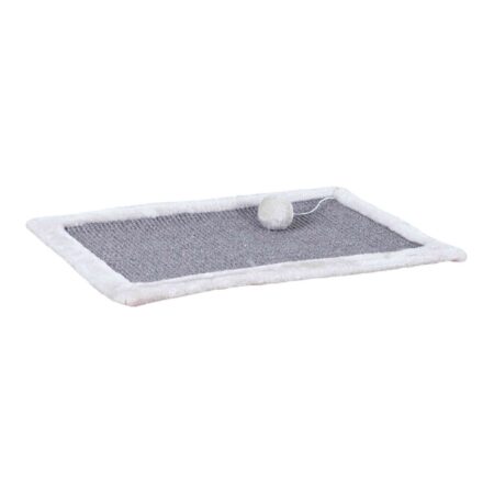 Covoraș de zgâriat Trixie pentru pisici, sisal, cu minge din pluș, 55 × 35 cm, gri