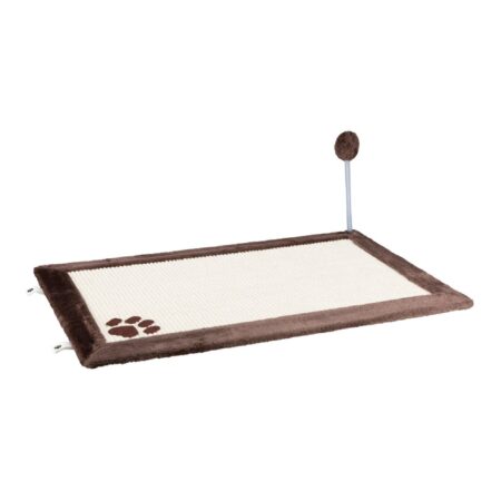 Covoraș de zgâriat Trixie pentru pisici, sisal, cu jucărie, 70 × 45 cm, natural/maro
