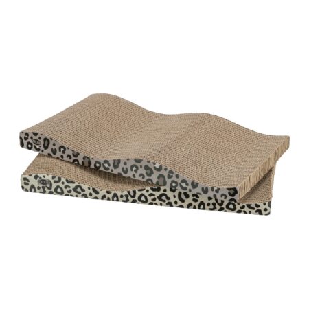 Carton de zgâriat Trixie Leo pentru pisici, 44 × 6 × 25 cm, set 2 bucăți, maro/crem