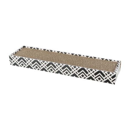 Carton de zgâriat Trixie Scratchy pentru pisici, 48 × 5 × 13 cm, negru/alb