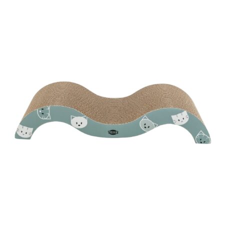 Carton de zgâriat Trixie Wave Mini pentru pisici, 50 × 9 × 23 cm, salvie