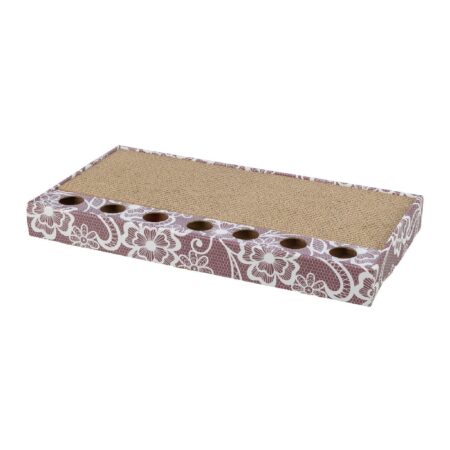 Carton de zgâriat Trixie pentru pisici, cu 2 mingi, 48 × 5 × 25 cm, roz