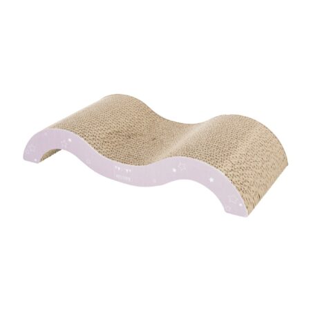 Carton de zgâriat Trixie Junior Wave pentru pisici, 38 × 7 × 18 cm, lila deschis/verde mentă