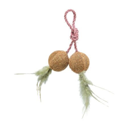 Jucărie Trixie pentru pisici, 2 mingi pe sfoară, 4,5 cm