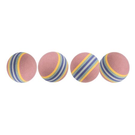 Jucărie Trixie pentru pisici, set 4 mingi curcubeu, 4 cm