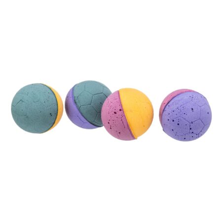 Jucărie Trixie pentru pisici, set 4 mingi moi, 4,3 cm