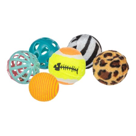 Jucărie Trixie pentru pisici, set 6 mingi, 4 cm