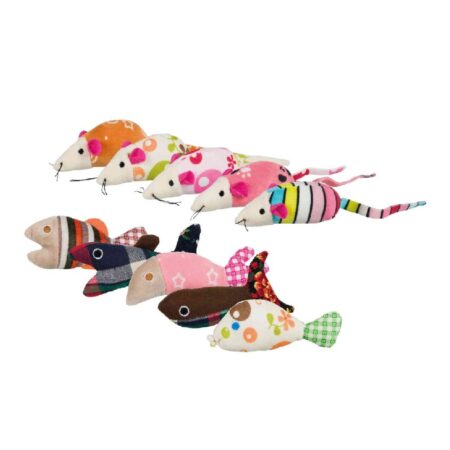 Jucărie Trixie pentru pisici, șoarece sau pește, 9–12 cm, diverse culori