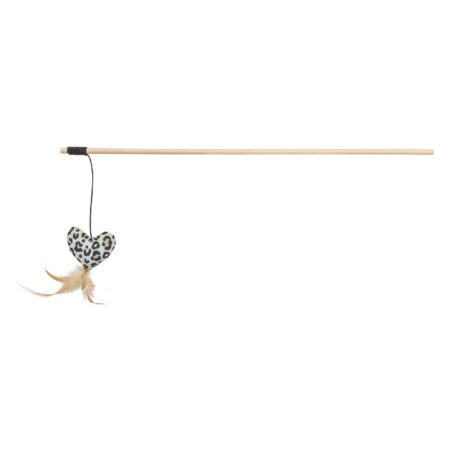 Jucăria Trixie pentru pisici, undiță cu inimă, catnip și pene, 50 cm