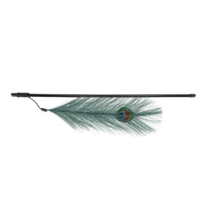 Jucărie Trixie pentru pisici, undiță cu pană de păun, 47 cm