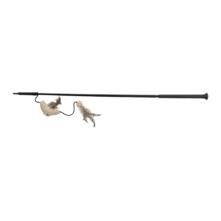 Jucărie Trixie pentru pisici, undiță cu pește, pene și catnip, XXL: 65 cm