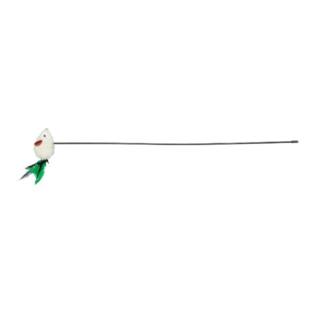 Jucărie Trixie pentru pisici, undiță cu șoarece și pene, 50 cm