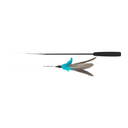 Jucărie Trixie pentru pisici, undiță telescopică cu pene, 40–98 cm