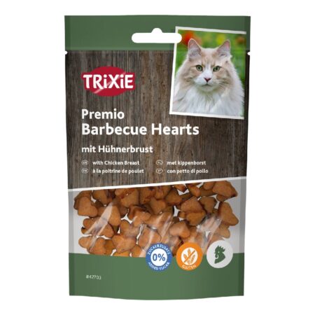 Recompense Trixie pentru pisici, inimioare Barbecue Premio cu pui, 50 g