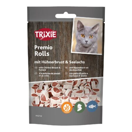 Recompense Trixie Premio pentru pisici, rulouri cu pește și pui, 50 g