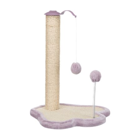 Stâlp de zgâriat Trixie Junior Paw pentru pisoi, cu 2 jucării, 40 × 38 × 50 cm, mov deschis
