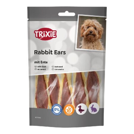 Recompense Trixie pentru câini, urechi de iepure cu carne de rață, fără gluten, 80 g